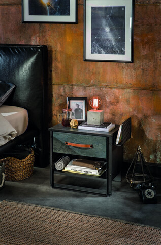 Noptiera, Çilek, Dark Metal Nightstand, 54x52x40 cm, Multicolor 54x52x40 imagine 2022