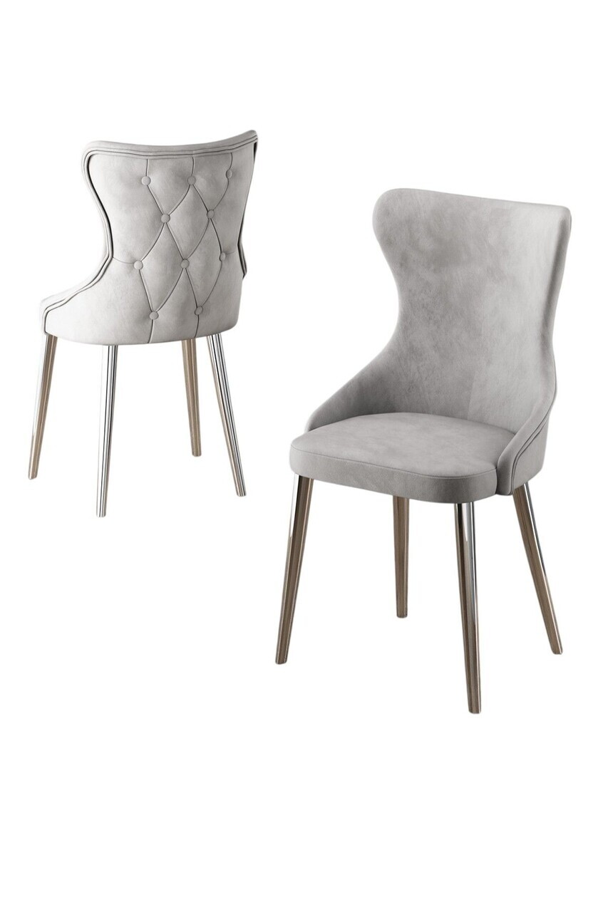 Set scaune 2 piese, Hanah Home, Alpa, Gri/Crom — imaginea 2