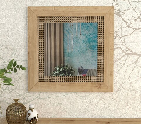 Oglinda decorativa, tera home, madura, 72x72 cm, pal, stejar
