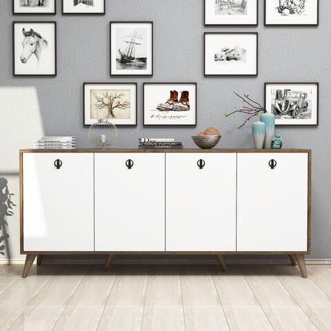 Bufet inferior Elite, Mezza, 180x45x80 cm, maro/alb 180x45x80
