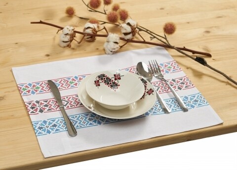 Suport pentru farfurie , 33x48 cm, 100% bumbac, albastru traditional