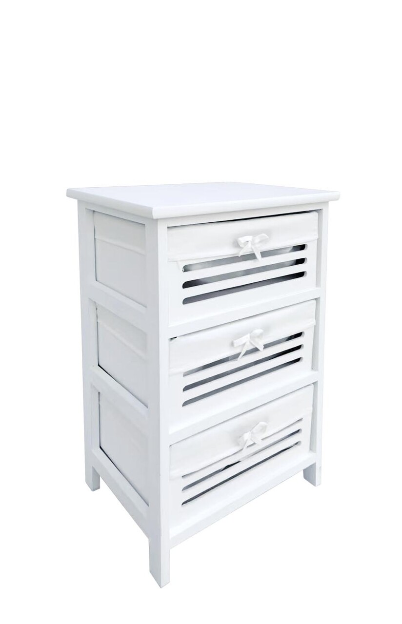 Comoda cu 3 sertare Leny, Bizzotto, 40x29x58 cm, lemn de paulownia/placaj, alb
