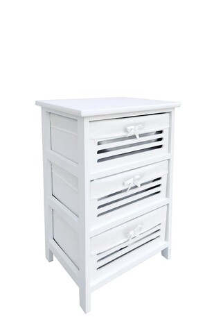 Comoda cu 3 sertare Leny, Bizzotto, 40x29x58 cm, lemn de paulownia/placaj, alb