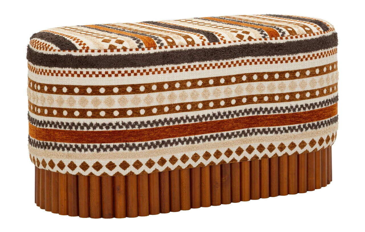 Bancheta, Mauro Ferretti, Ethnic, 82x40x40 cm, poliester/lemn masiv, multicolor — imaginea 8