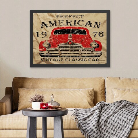 Tablou decorativ, Perfect American (55 x 75), MDF , Polistiren, Crem / Roșu / Negru Colton