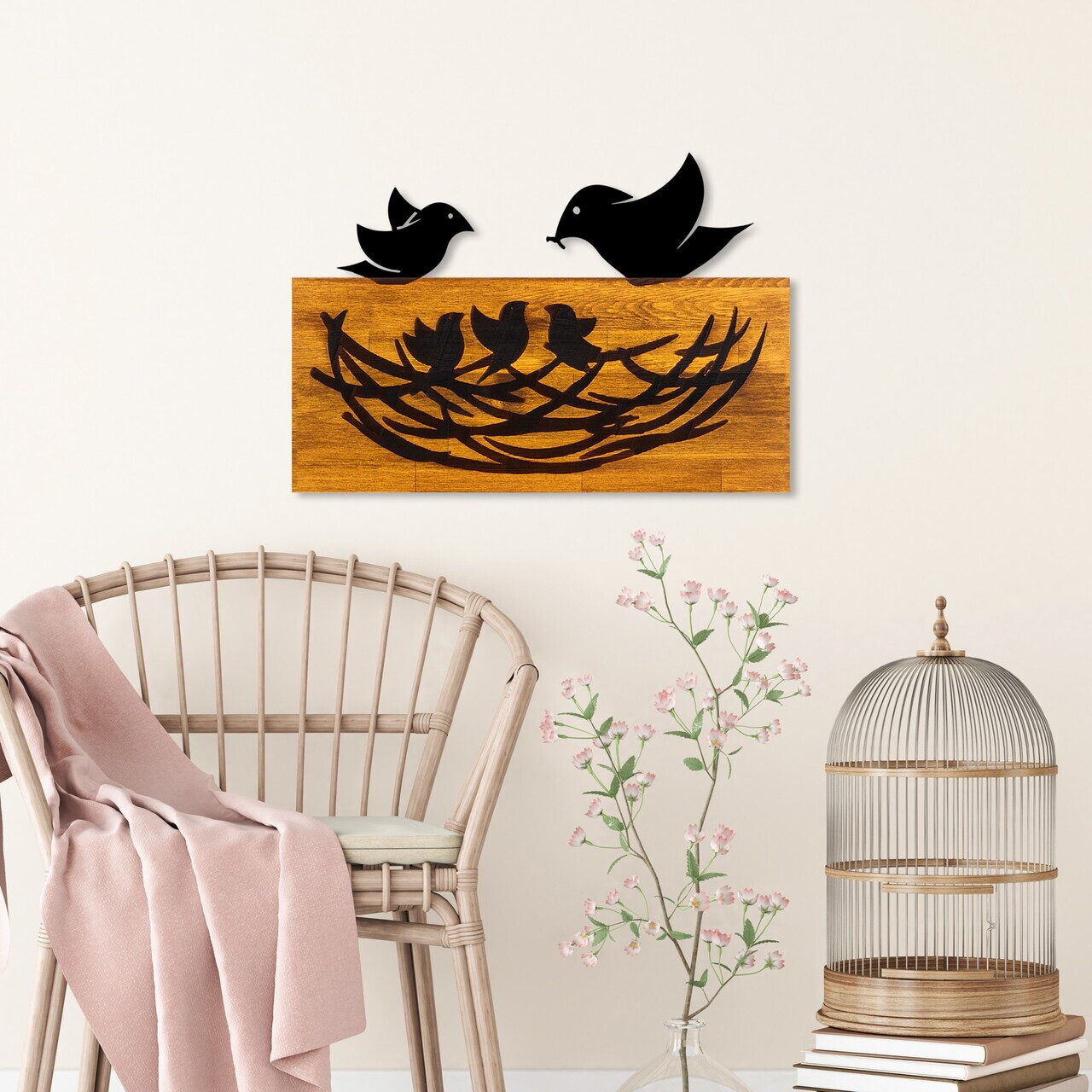Decoratiune de perete, Family, Lățime: 58 cm Înălțime: 40 cm Adâncime: 3 cm, Nuc / Negru — imaginea 3