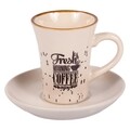 Set 6 cesti cu farfurie pentru cafea Morning Coffee, Creaciones Meng, 80 ml, ceramica