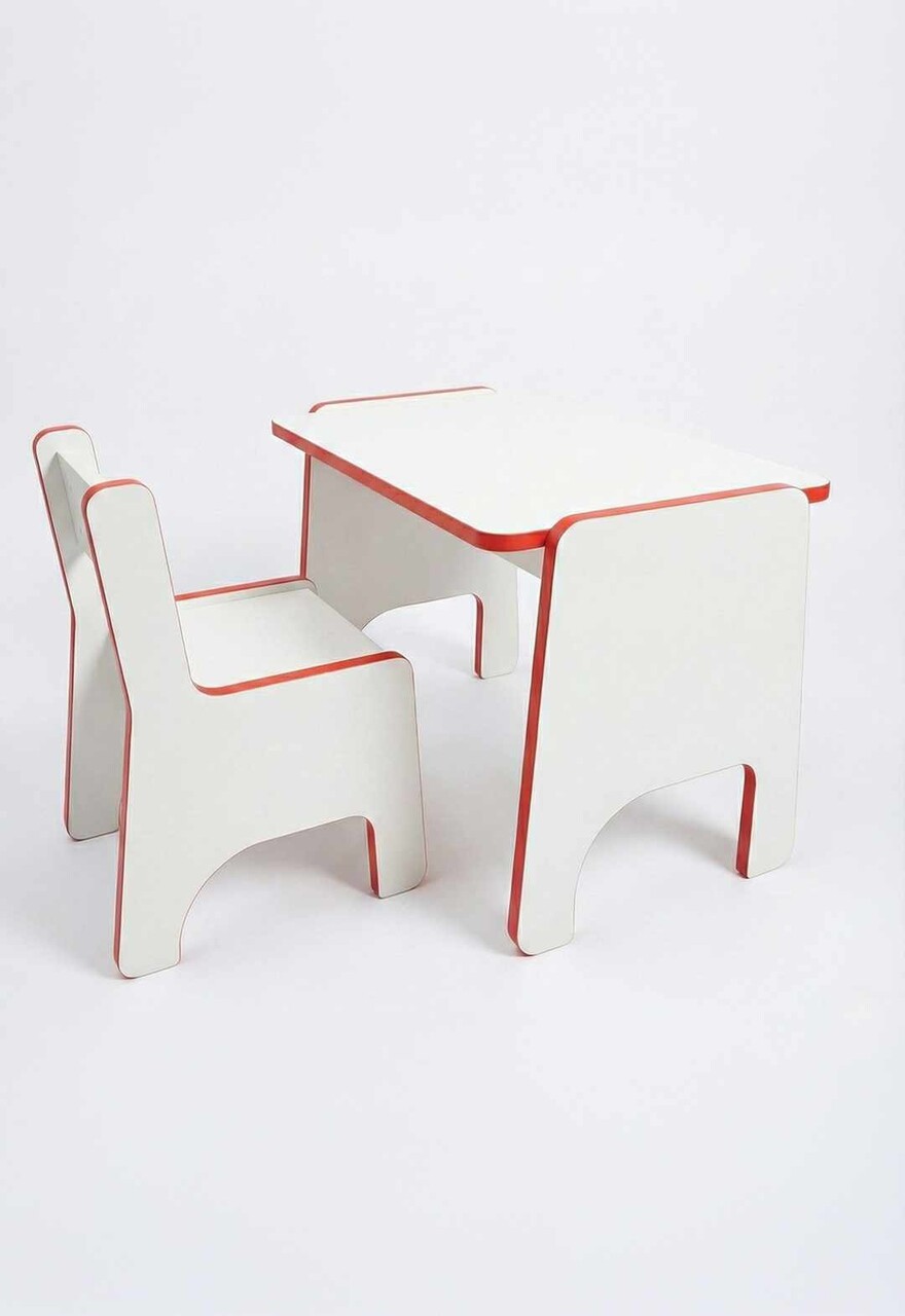 Set masa si scaun pentru copii, Hanah Home, Artmtktbchrset, Rosu/Alb - imagine 3