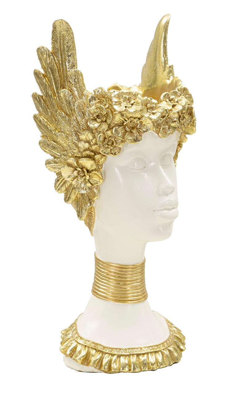 Figurina /sculptura decorativa  Athena, Mauro Ferretti, 15x14.5x32 cm, polirasina, alb/auriu