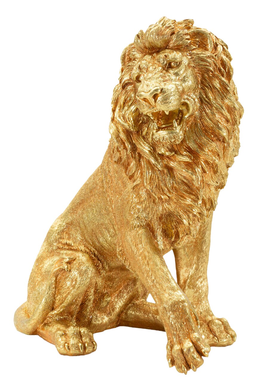 Figurina /sculptura decorativa Lion Shant, Mauro Ferretti, 45x29x55 cm, polirasina, auriu - 1 | YEO