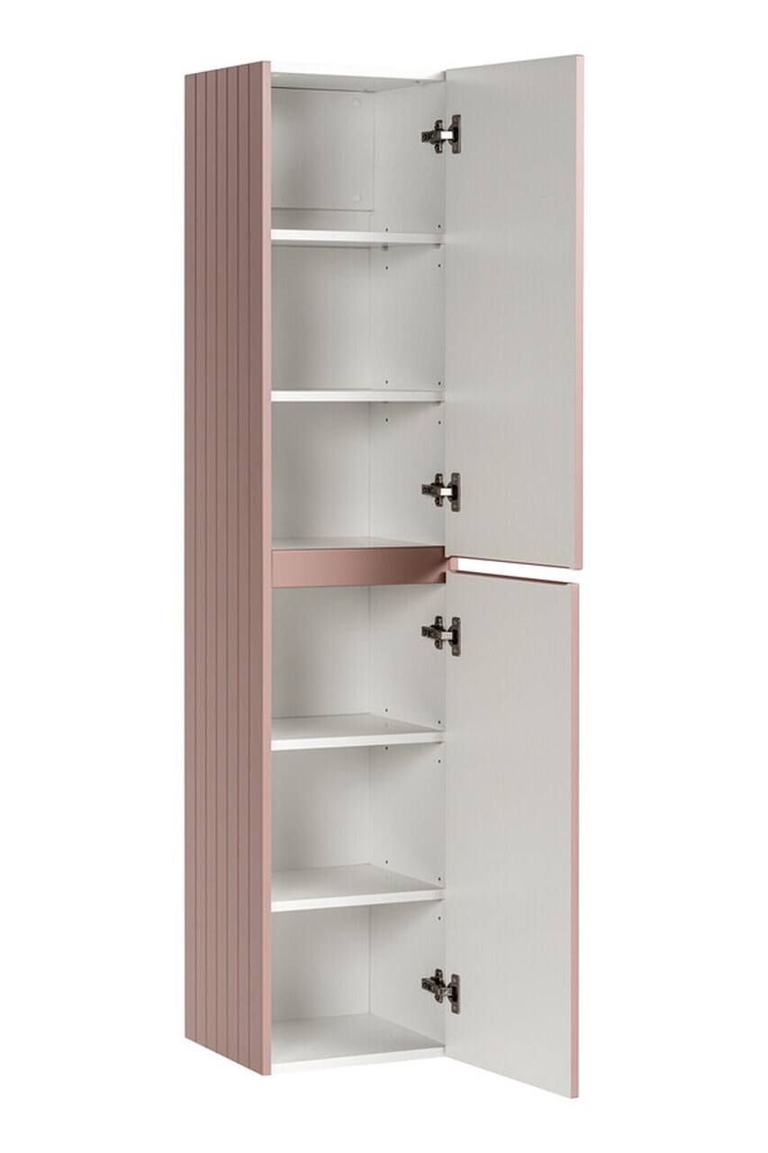 Set mobilier baie Iconic Rose Lili 80 cm, dulap inalt si masca cu lavoar, Comad, MDF/PAL, roz