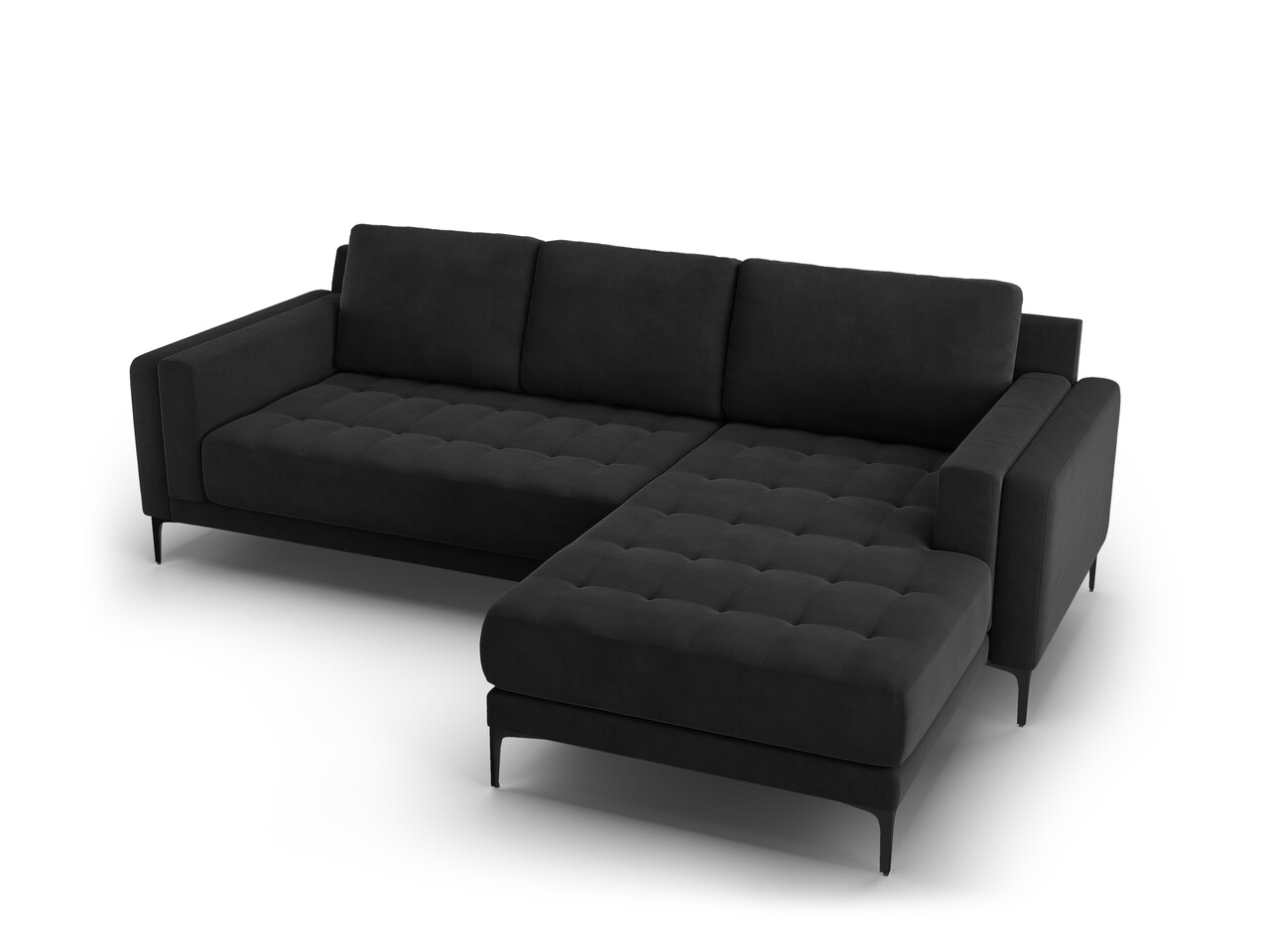 Coltar Dreapta, Orrino, Mazzini Sofas, 4 Locuri, 242x164x82 Cm, Catifea, Negru