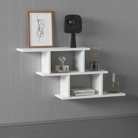 Raft de perete, lagomood, funda, 95x44x20 cm, alb