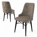Set de scaune, Charlotte, Pare, Metal, Cappuccino / Negru