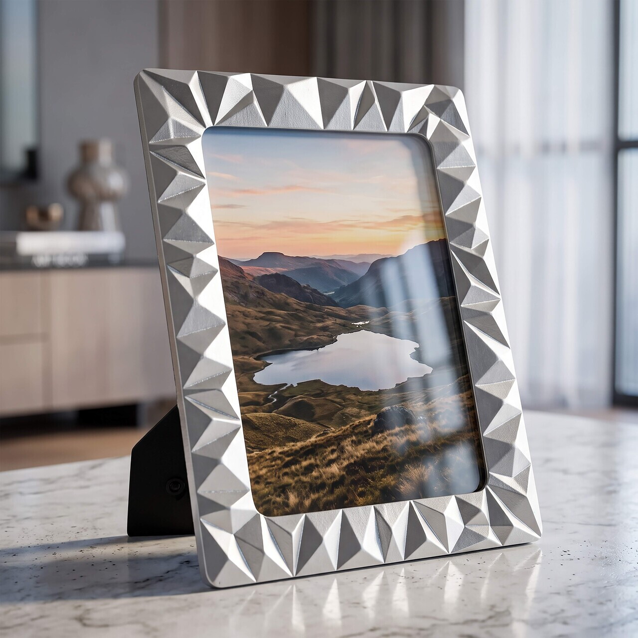 Rama foto, Embossed Diamonds, Mauro Ferretti, polirasina, 15x20 cm, argintiu