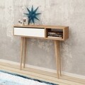 Consola, Mod Design, Oseyo, 100 x 94 x 30 cm, pal melaminat, stejar/alb