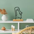 Decoratiune, Moai, 24x8x17 cm, Metal, Lemn/Negru