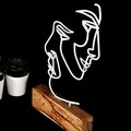 Decoratiune, Faces, 17x38x3.5 cm, Metal, Alb