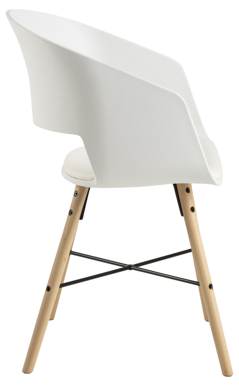 Scaun Luna, Actona, 52x51.5x80.5 cm, piele ecologica/lemn de fag, alb - view 7