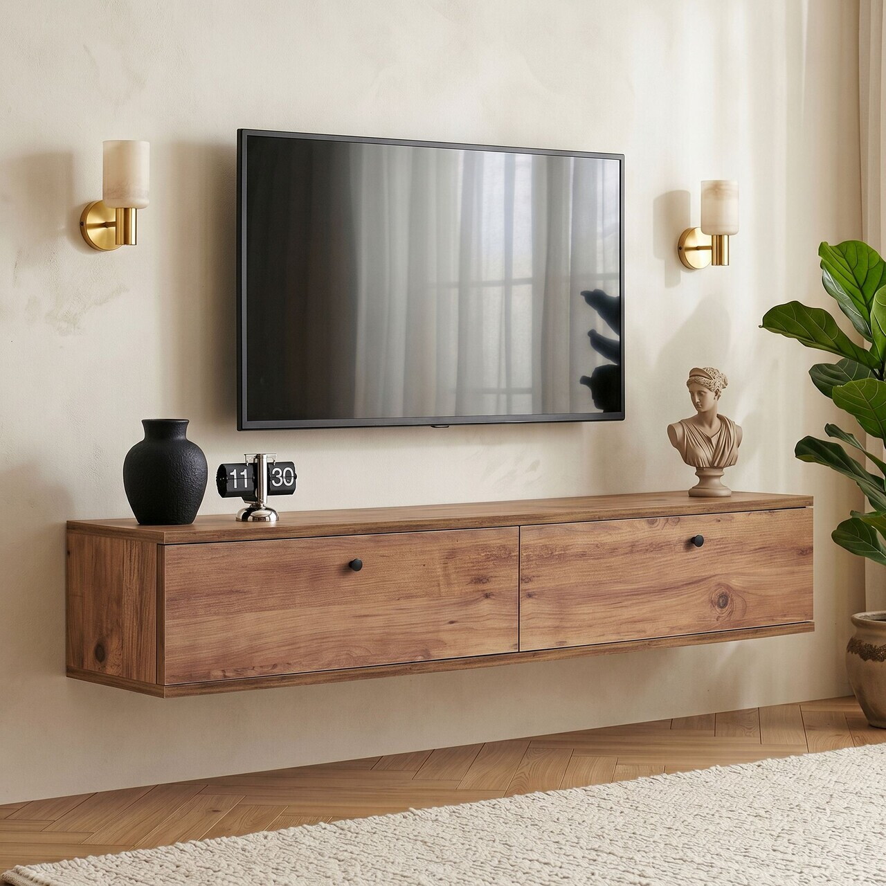 Comoda TV, Nordure, Ligne 140, 140x25x25 cm, Maro