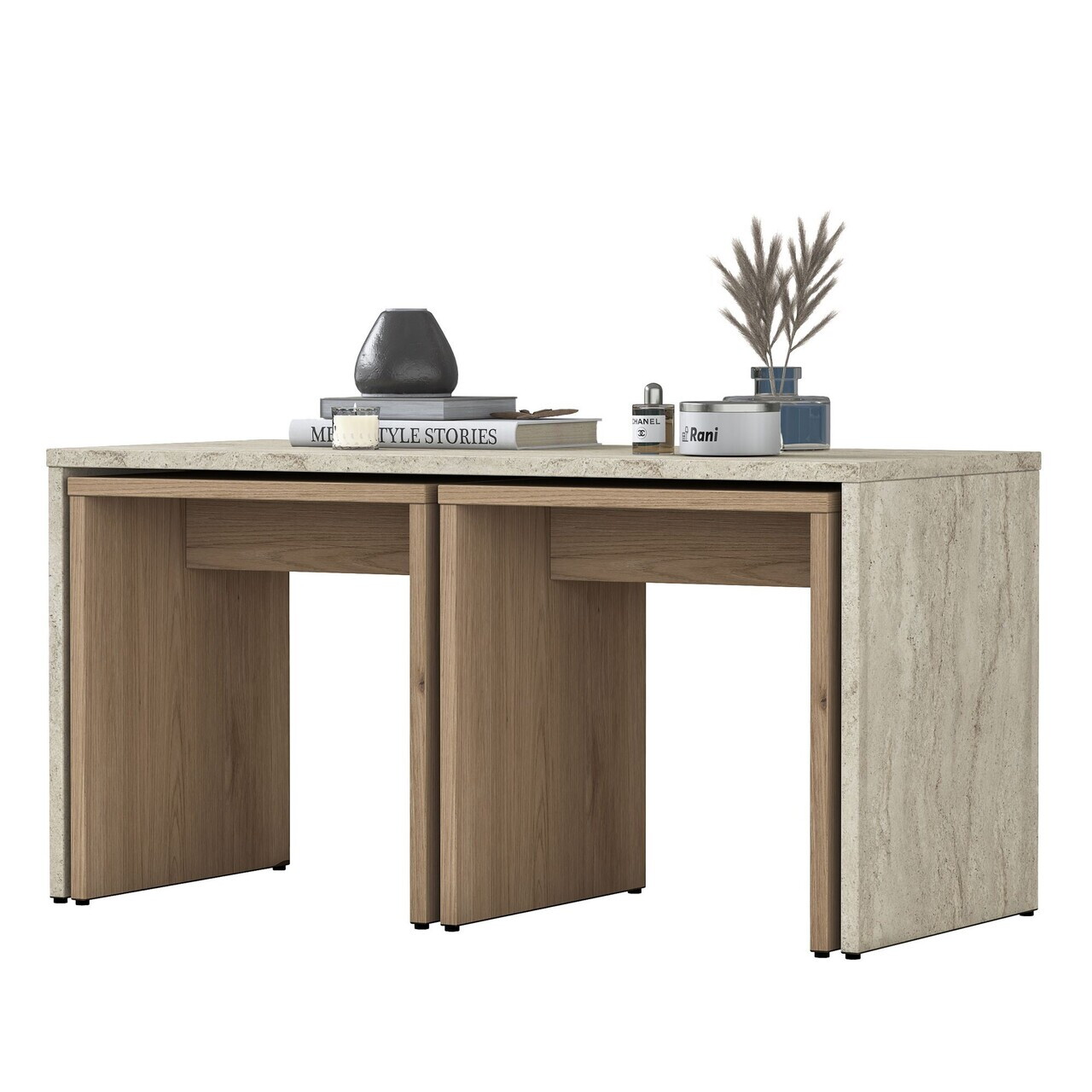 Set masute de cafea, Hanah Home, AB114, PAL melaminat, Travertin - view 6