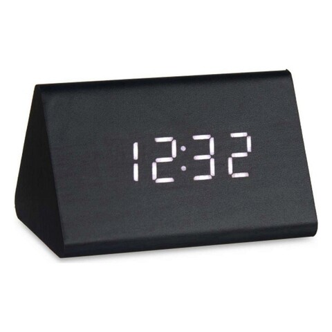 Ceas de masa cu alarma Gavin, Gift Decor, 11.7 x 8 x 7.5 cm, MDF, negru