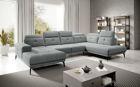 Coltar dreapta 6 locuri ELTAP, RT-04VER, Bretan, 350x205x107 cm, lemn/poliester, gri deschis