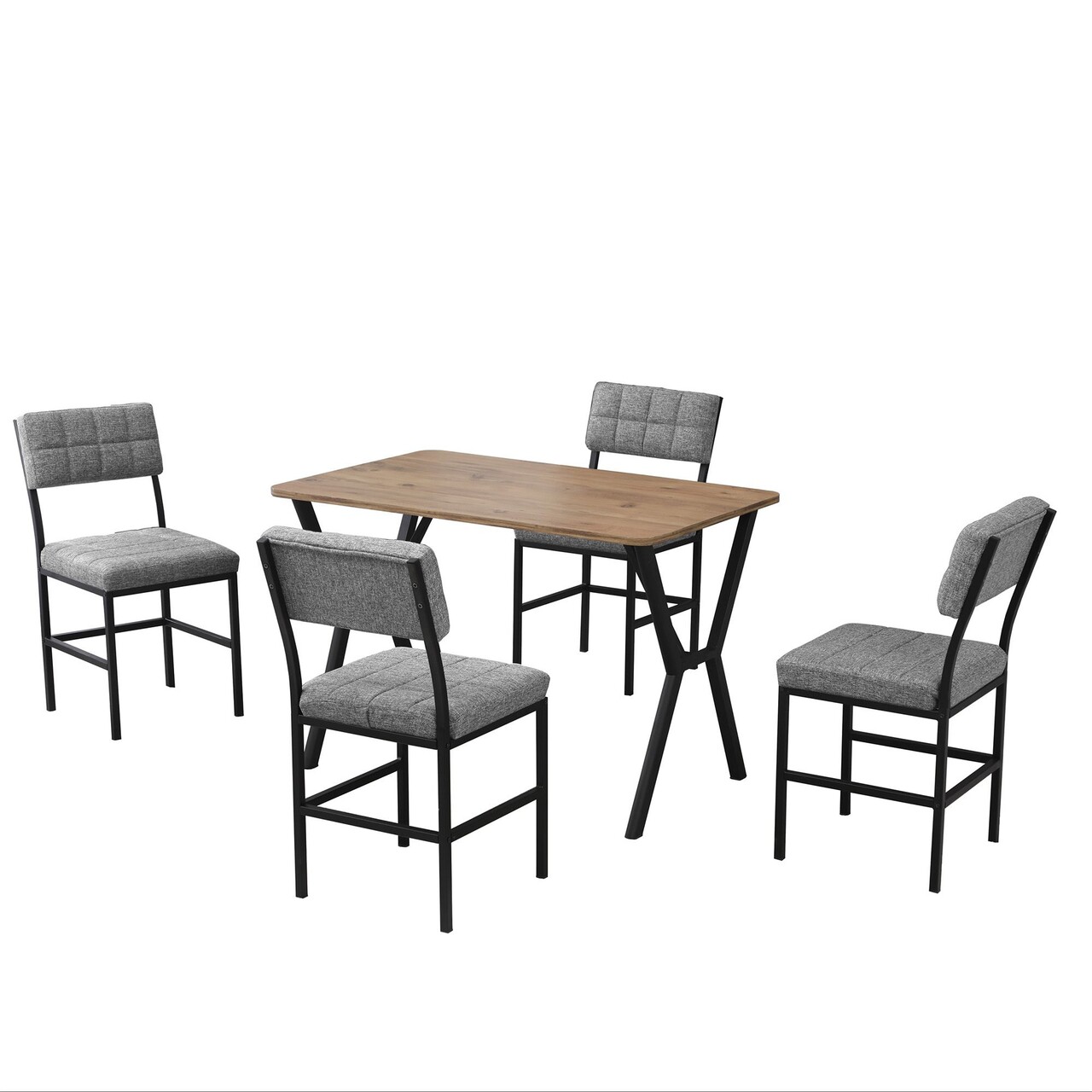 Set masa extensibila si scaune, Hanah Home, Dubai, Gri/Nuc - view 4