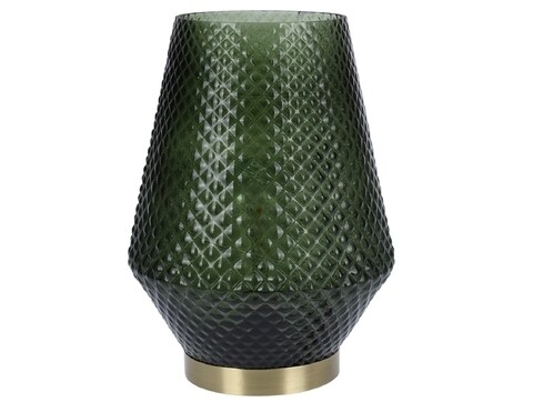 Lampa de masa Oriental, 21x21x27 cm, sticla, verde