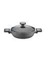 Set vase pentru gatit, Hermia, 868ARY1315, ALUMINIU ACOPERIT CU GRANIT, Capac 1: 20 cm (1 bucată), Negru