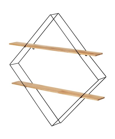 Etajera, Wenko, Geo, 56 x 56 x 10 cm, lemn/metal, negru/maro