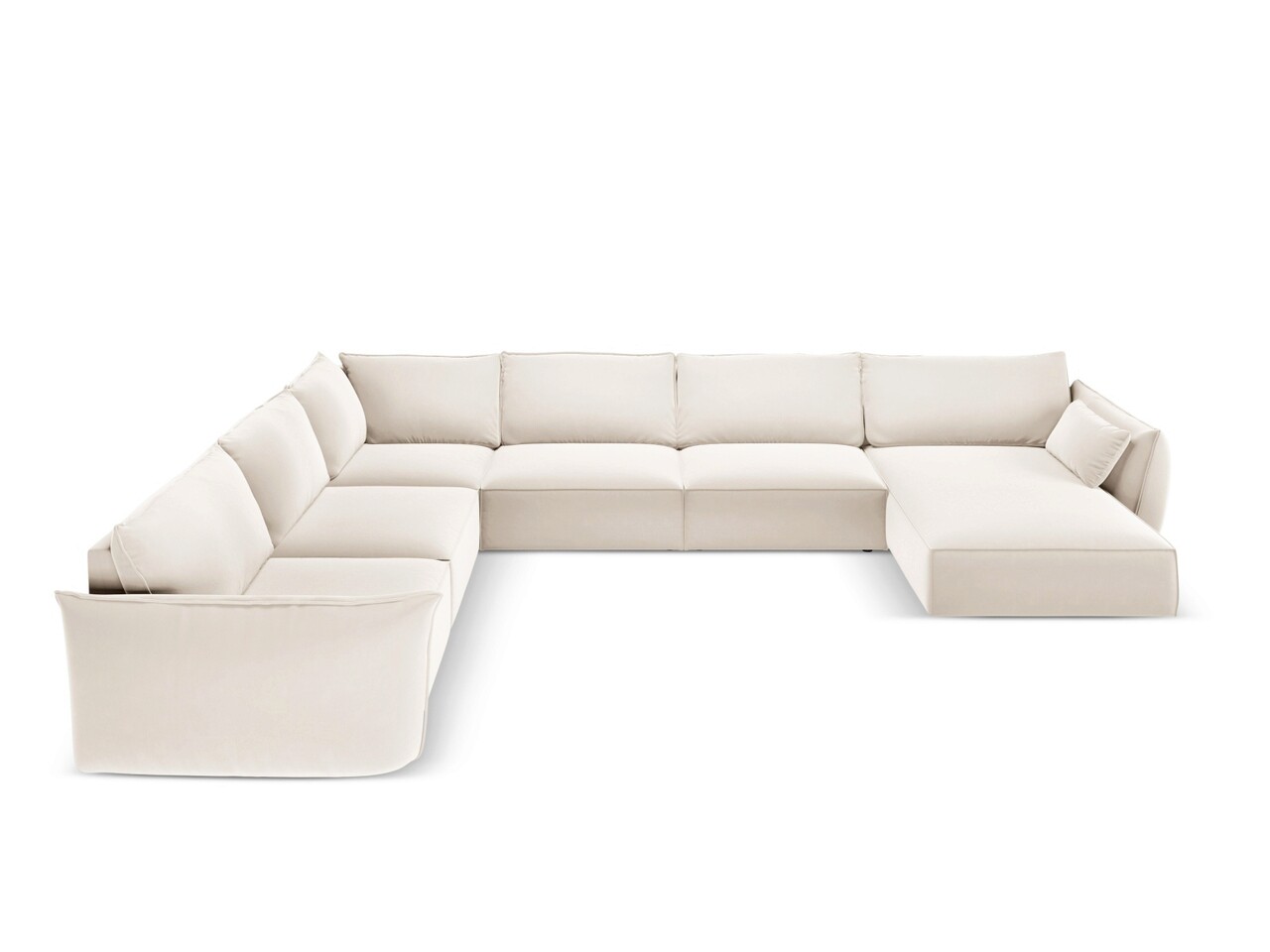 Coltar panoramic stanga 8 locuri, Kaelle, Micadoni Home, BL, 384x284x85 cm, catifea, bej deschis Colțare 2