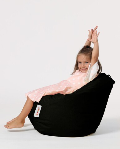 Fotoliu puf pentru copii, Bean Bag, Ferndale, 60×60 cm, poliester impermeabil, negru 60X60