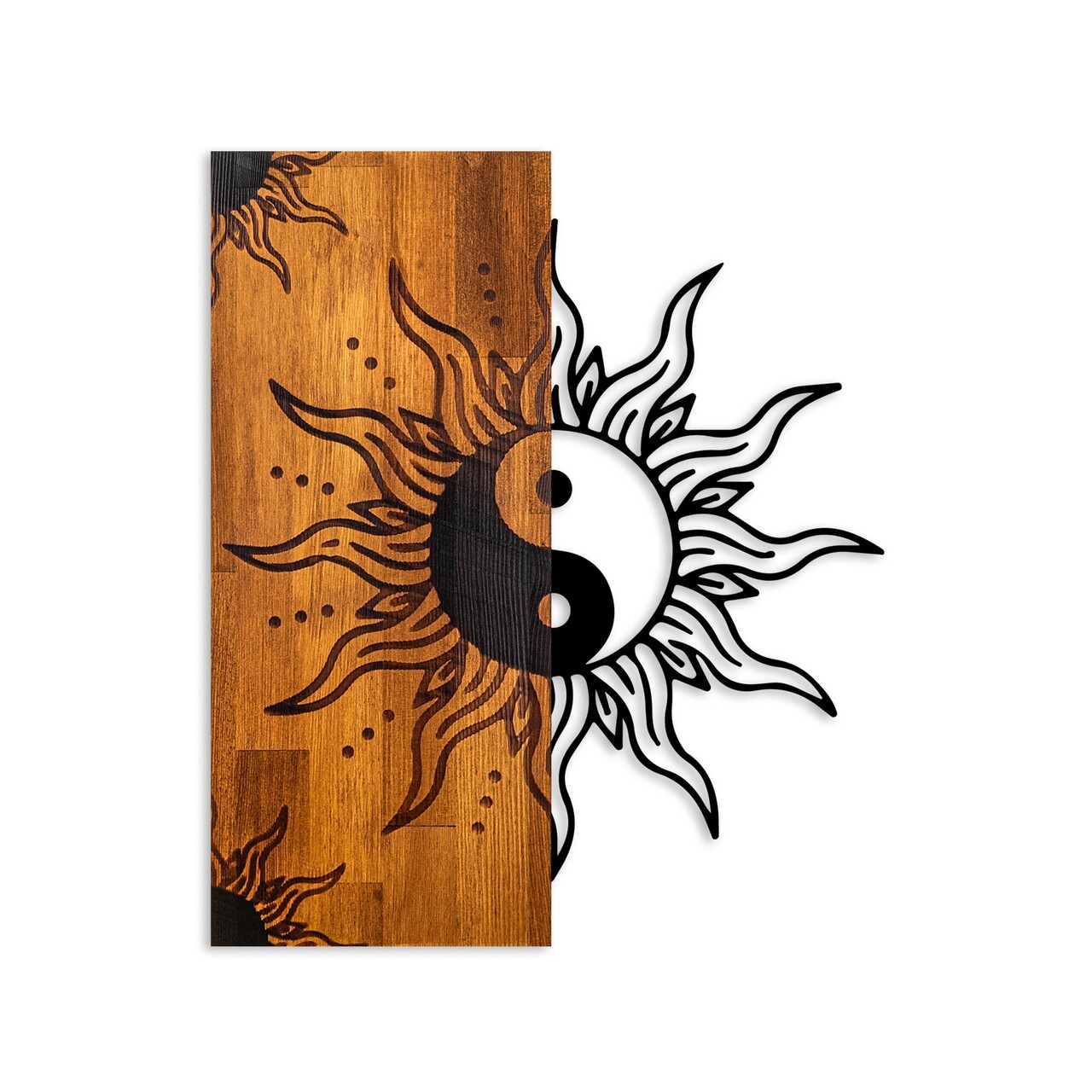 Decoratiune de perete, Yin Yang, Lățime: 50 cm Înălțime: 58 cm Adâncime: 3 cm, Nuc / Negru - view 5