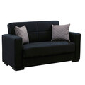 Set 2 canapele extensibile Vox, Pakoworld, 212x77x80 cm, textil/lemn de plop, negru
