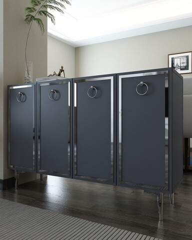 Consola, Hanah Home, 8162KM-1, 120x75x29.6 cm, PAL , Antracit / Argintiu