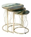 Set 3 masute Greeny, Mauro Ferretti, Ø 50x56 cm, fier/sticla, auriu