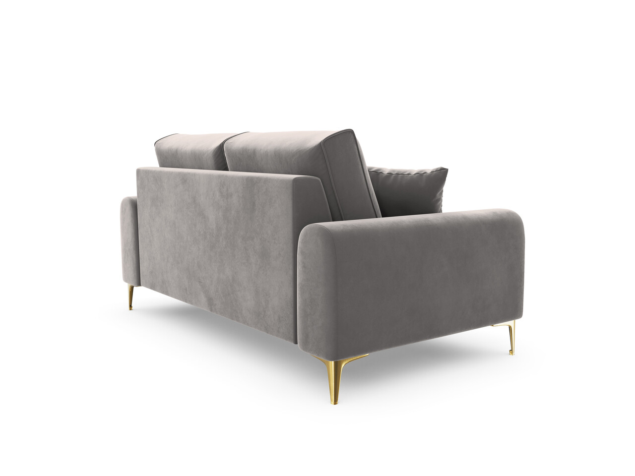 Canapea, Madara, Mazzini Sofas, 2 locuri, gold legs, 172x102x90 cm, catifea, gri deschis