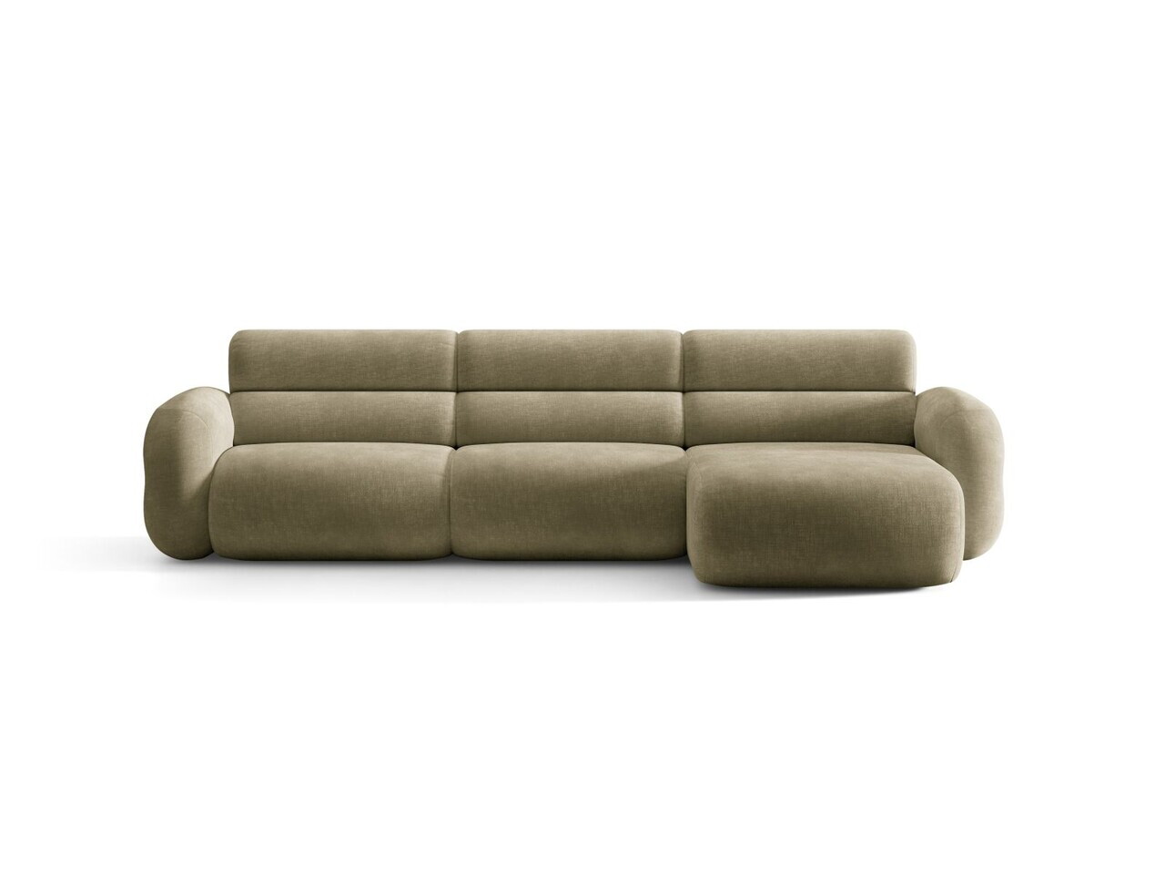 Coltar dreapta 4 locuri, Neo, Micadoni Home, 305x165x83 cm, tesatura Chenille, verde oliv deschis