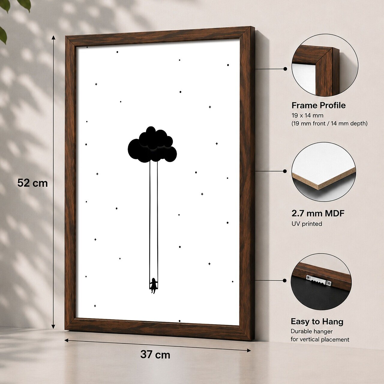 Tablou decorativ, 3752KACT-029, Fundal: 100% MDF (Grosime: 2,7 mm) Vopsire: Imprimare UV, Multicolor — imaginea 2