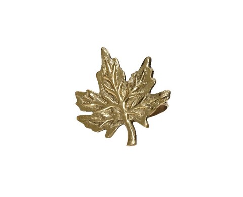 Set 2 inele pentru servetele Maple Leaf, Decoris, alama, auriu
