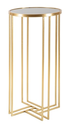 Masuta de colt, Mauro Ferretti, Ligles, Ø 40 x 80 cm, fier/sticla, auriu