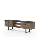 Comoda TV, Minima, Paulo, 160 x 50.2 x 35 cm, pal melaminat, nuc/negru
