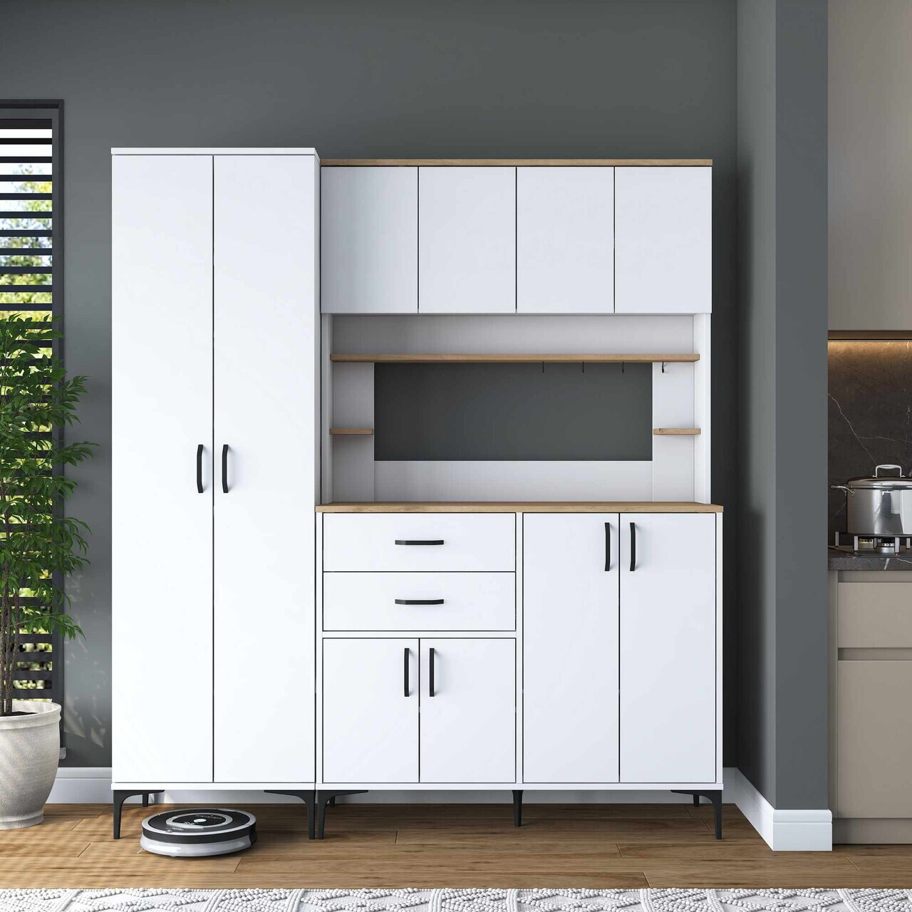 Dulap multifunctional, Hanah Home, JE264, 180x204.2x45 cm, Alb/Maro — imaginea 5