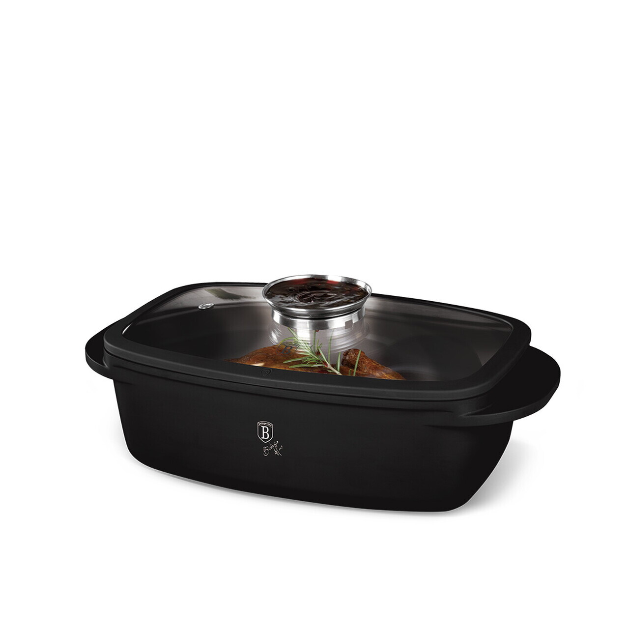 Tava cu capac Berlinger Haus, Matte Black, 32x21x10.6 cm, 6 L, aluminiu turnat, negru mat - imagine 5