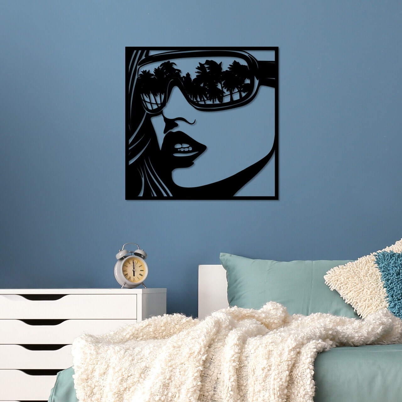 Decoratiune de perete, Miami Beach, Dimensiune: 50 x 49 cm, Negru — imaginea 2