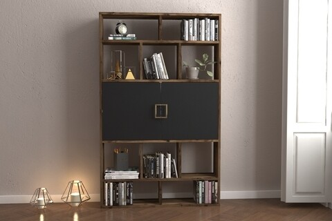 Biblioteca RF.004.004.137, Gauge Concept, 93x22x150 cm, PAL, maro inchis/negru Mobilier si saltele