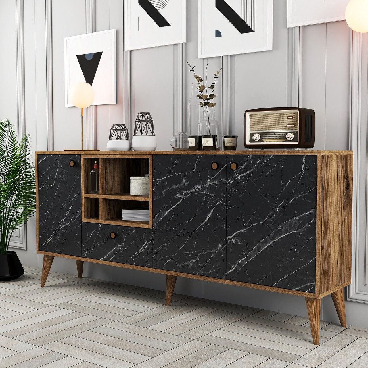 Consola, Hommy Craft, Napoli, 180x81x35 cm, PAL, Nuc negru - 2 | YEO