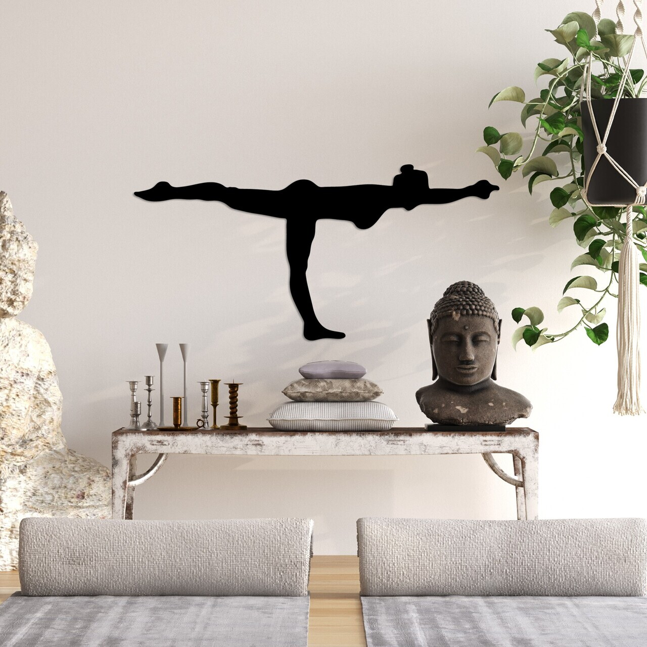 Decoratiune de perete, Yoga 24, Dimensiune: 60 x 30 cm, Negru