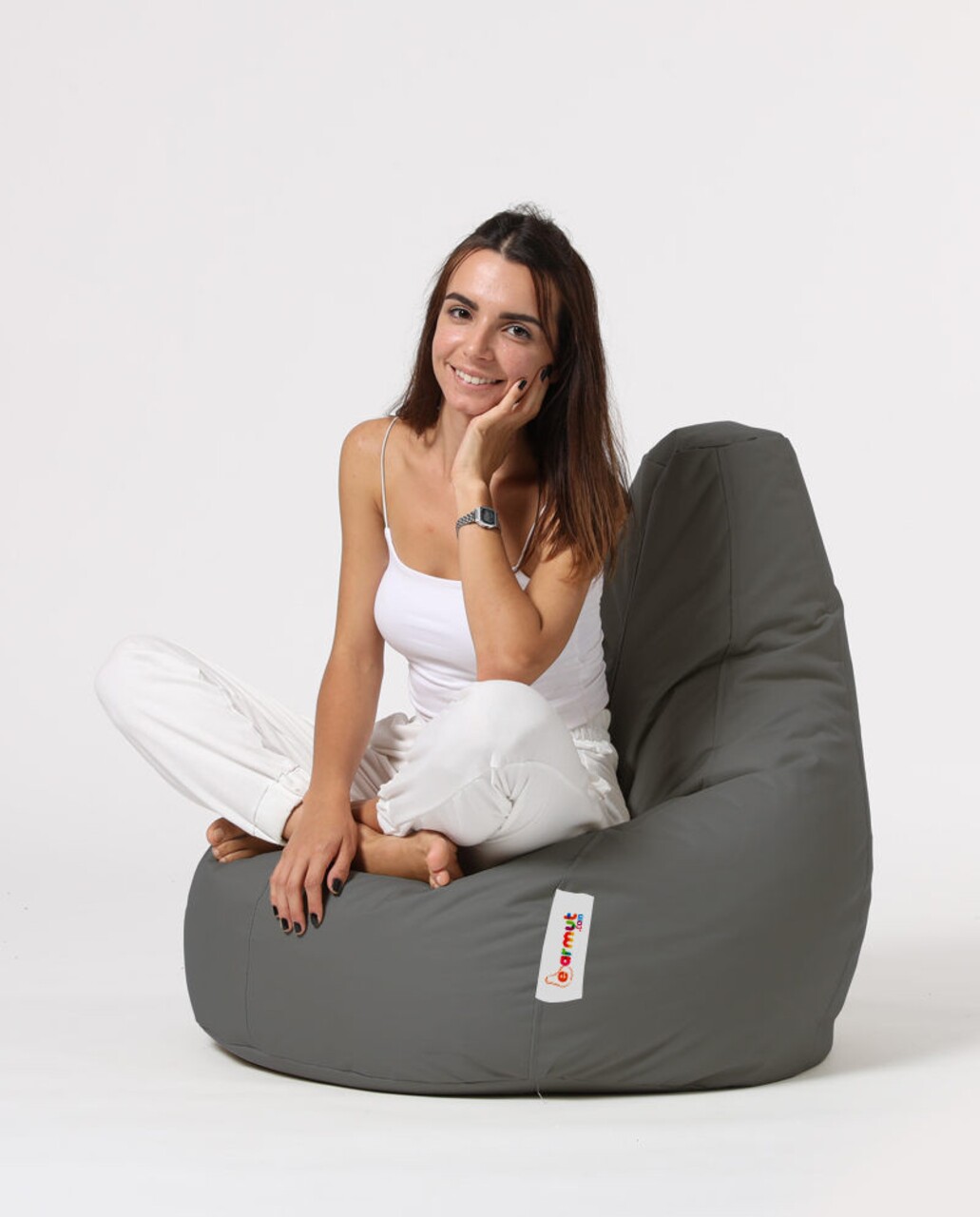 Fotoliu Puf, Bean Bag, Ferndale Drop L, 80 X 80 Cm, Poliester Impermeabil, Gri Fumuriu